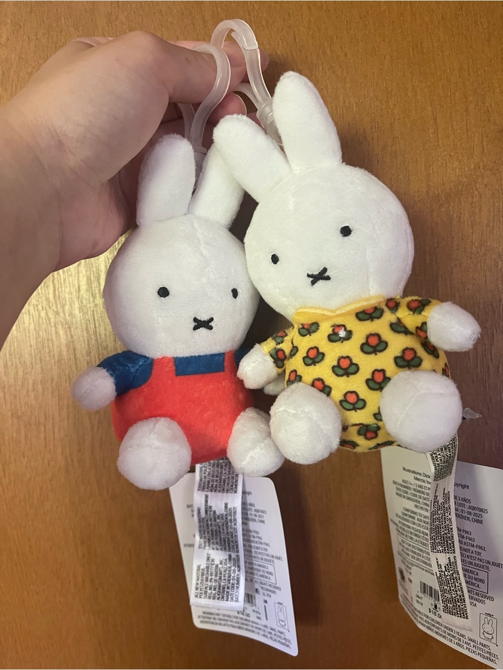 MIFFY Plush Overalls and Flower Keychains